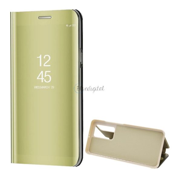 Tok álló (aktív FLIP, oldalra nyíló, asztali tartó funkció, tükrös felület, Mirror View Case) ARANY Huawei P40 Pro 5G