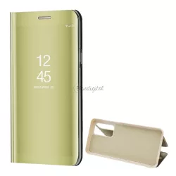   Tok álló (aktív FLIP, oldalra nyíló, asztali tartó funkció, tükrös felület, Mirror View Case) ARANY Huawei P40