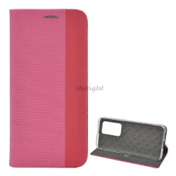   Tok álló, bőr hatású (FLIP, oldalra nyíló, asztali tartó funkció, textil minta) RÓZSASZÍN Huawei P40 Pro 5G