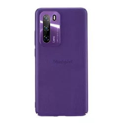   JOYROOM STAR LORD műanyag telefonvédő (ultravékony, fém kameravédő keret, bőr hatású bevonat) LILA Huawei P40