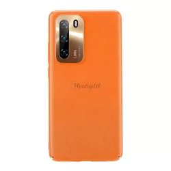   JOYROOM STAR LORD műanyag telefonvédő (ultravékony, fém kameravédő keret, bőr hatású bevonat) NARANCS Huawei P40