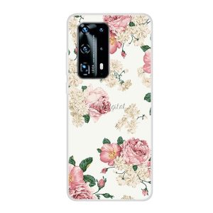 Szilikon telefonvédő (bazsarózsa minta) FEHÉR Huawei P40 Pro 5G