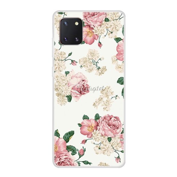 Szilikon telefonvédő (bazsarózsa minta) FEHÉR Samsung Galaxy Note 10 Lite (SM-N770F)