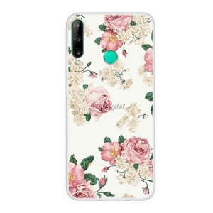 Szilikon telefonvédő (bazsarózsa minta) FEHÉR Huawei P40 Lite E / Y7p