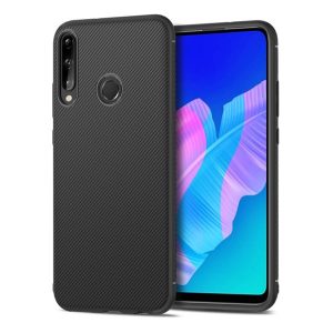 Szilikon telefonvédő (közepesen ütésálló, csíkos minta) FEKETE Huawei P40 Lite E / Y7p