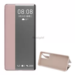   Tok álló, bőr hatású (FLIP, oldalra nyíló, asztali tartó funkció, hívószámkijelzés, Window) RÓZSASZÍN Huawei P40