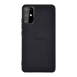   Műanyag telefonvédő (közepesen ütésálló, szilikon keret, textil hátlap) FEKETE Samsung Galaxy S20 (SM-G980F), Samsung Galaxy S20 5G (SM-G981U)