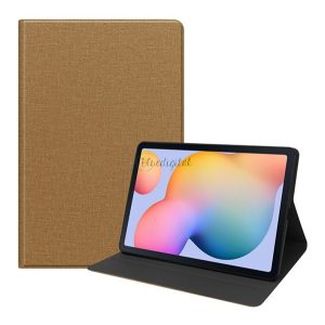 Tok álló, bőr hatású (FLIP, oldalra nyíló, asztali tartó, textil hatás) BARNA Samsung Galaxy Tab S6 Lite 10.4 WIFI (SM-P610) 2020, Samsung Galaxy Tab S6 Lite 10.4 LTE (SM-P615) 2020, Samsung Galaxy Tab S6 Lite 10.4 WIFI (SM-P613) 2022, Samsung Gala