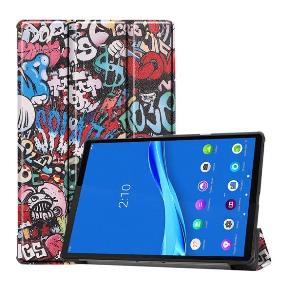 Tok álló, bőr hatású (aktív FLIP, oldalra nyíló, TRIFOLD, asztali tartó, graffiti) SZÍNES Lenovo Tab M10 Plus (TB-X606F), Lenovo Tab M10 FHD Plus (TB-X606X)