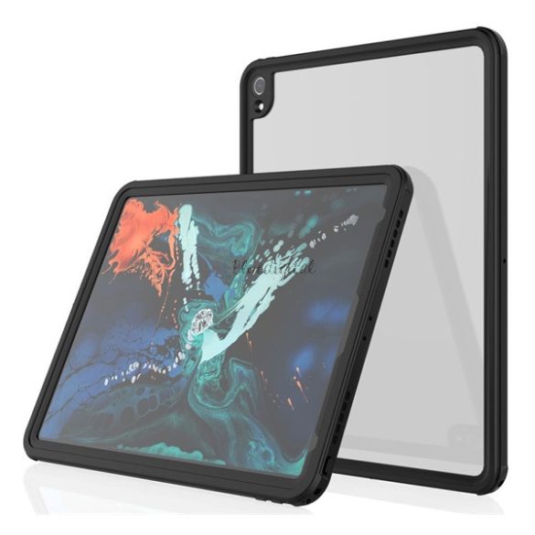 Vízhatlan/vízálló tok, AQUA (3 méterig, IP68, ütésállóság, légpárnás sarok) FEKETE Apple IPAD Pro 12.9 (2018)