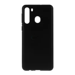  Műanyag telefonvédő (szilikon hátlap, ultravékony, közepesen ütésálló, légpárnás sarok) FEKETE Samsung Galaxy A21 (SM-A210F)