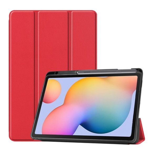 Tok álló, bőr hatású (aktív FLIP, oldalra nyíló, TRIFOLD, asztali tartó, ceruza tartó) PIROS Samsung Galaxy Tab S6 Lite 10.4 WIFI (SM-P610) 2020, Samsung Galaxy Tab S6 Lite 10.4 LTE (SM-P615) 2020, Samsung Galaxy Tab S6 Lite 10.4 WIFI (SM-P613) 2022,