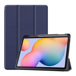 Tok álló, bőr hatású (aktív FLIP, oldalra nyíló, TRIFOLD, asztali tartó, ceruza tartó) SÖTÉTKÉK Samsung Galaxy Tab S6 Lite 10.4 WIFI (SM-P610) 2020, Samsung Galaxy Tab S6 Lite 10.4 LTE (SM-P615) 2020, Samsung Galaxy Tab S6 Lite 10.4 WIFI (SM-P613) 20