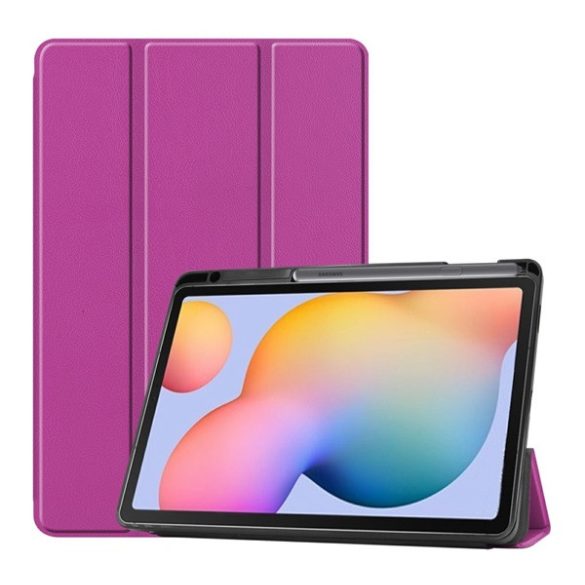 Tok álló, bőr hatású (aktív FLIP, oldalra nyíló, TRIFOLD, asztali tartó, ceruza tartó) LILA Samsung Galaxy Tab S6 Lite 10.4 WIFI (SM-P610) 2020, Samsung Galaxy Tab S6 Lite 10.4 LTE (SM-P615) 2020, Samsung Galaxy Tab S6 Lite 10.4 WIFI (SM-P613) 2022, 