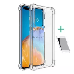   IMAK szilikon telefonvédő (közepesen ütésálló, légpárnás sarok + képernyővédő fólia) ÁTLÁTSZÓ Huawei P40