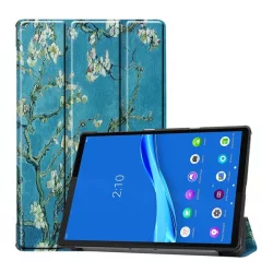   Tok álló, bőr hatású (FLIP, oldalra nyíló, TRIFOLD, asztali tartó, virág) VILÁGOSKÉK Lenovo Tab M10 Plus (TB-X606F), Lenovo Tab M10 FHD Plus (TB-X606X)