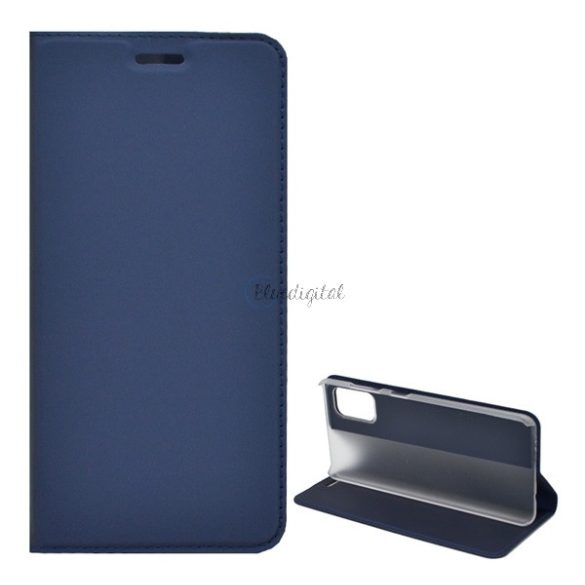 Tok álló, bőr hatású (FLIP, oldalra nyíló, asztali tartó funkció) SÖTÉTKÉK Samsung Galaxy A41 (SM-A415F)