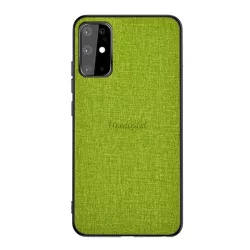   Műanyag telefonvédő (közepesen ütésálló, szilikon keret, textil hátlap) ZÖLD Samsung Galaxy S20 (SM-G980F), Samsung Galaxy S20 5G (SM-G981U)