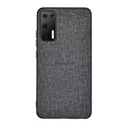   Műanyag telefonvédő (közepesen ütésálló, szilikon keret, textil hátlap) SZÜRKE Huawei P40
