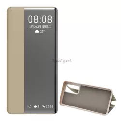   Tok álló, bőr hatású (FLIP, oldalra nyíló, asztali tartó funkció, hívószámkijelzés, Window) BARNA Huawei P40