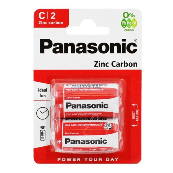 PANASONIC elem (C/baby, R14, 1.5V, cink-karbon) 2db / csomag