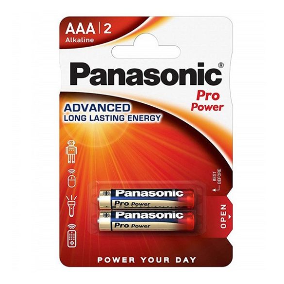 PANASONIC PRO POWER szupertartós elem (AAA, LR03PPG, 1.5V, alkáli) 2db/csomag