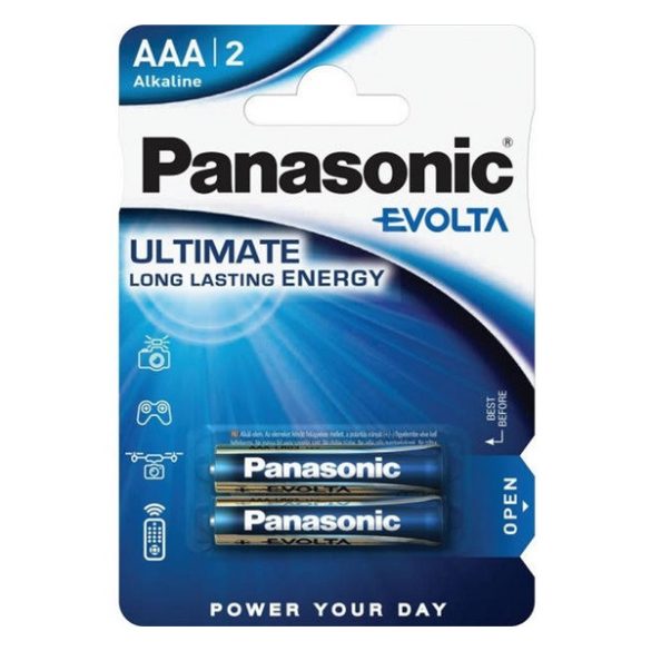 PANASONIC EVOLTA szupertartós elem (AAA, LR03EGE, 1.5V, alkáli) 2db/csomag