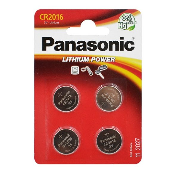 PANASONIC gombelem (CR2016EL/4B, 3V, lítium) 4db/csomag