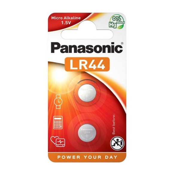 PANASONIC gombelem (LR44EL/2B, 1.5V, alkáli) 2db/csomag