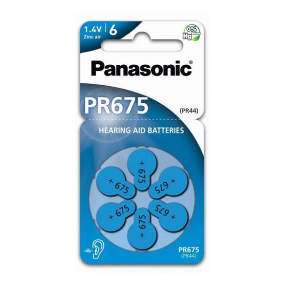 PANASONIC elem (PR675/6LB, 1.4V, cink-levegő) 6db/csomag