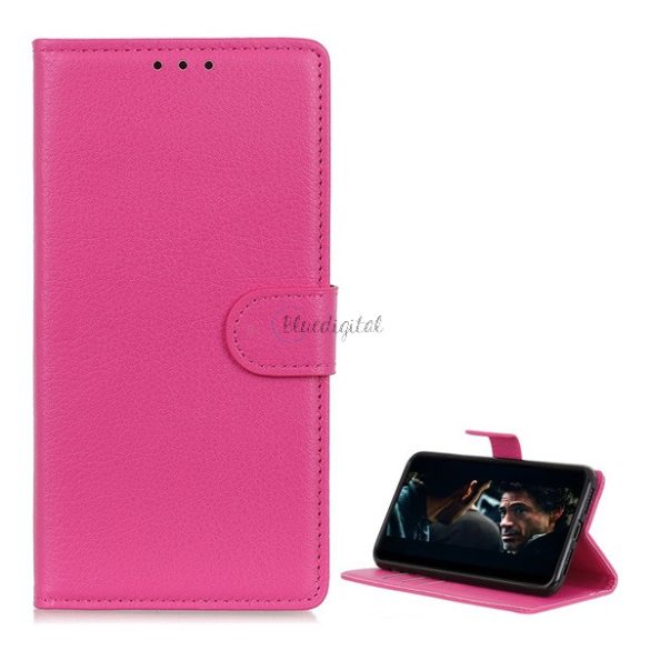 Tok álló, bőr hatású (FLIP, oldalra nyíló, asztali tartó funkció, prémium) RÓZSASZÍN Sony Xperia 10 II (XQ-AU5)