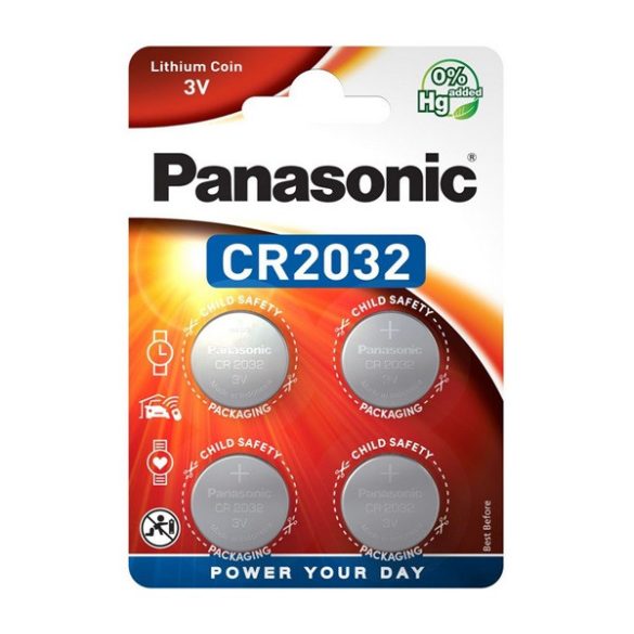 PANASONIC gombelem (CR2032EL/4BP, 3V, lítium) 4db/csomag