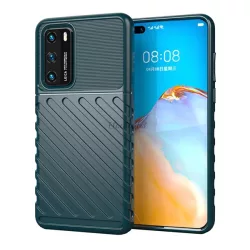   Szilikon telefonvédő (közepesen ütésálló, csíkos, dombor minta) SÖTÉTZÖLD Huawei P40