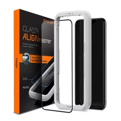   SPIGEN ALM FC képernyővédő üveg (2.5D, ujjlenyomatmentes, extra karcálló, 9H, ultravékony, 0.3mm, színkiemelés) FEKETE Apple iPhone XR 6.1, Apple iPhone 11