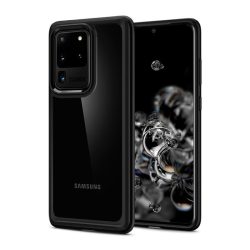   SPIGEN ULTRA HYBRID műanyag telefonvédő (közepesen ütésálló, szilikon légpárnás keret) FEKETE Samsung Galaxy S20 Ultra (SM-G988F), Samsung Galaxy S20 Ultra 5G (SM-G988B)