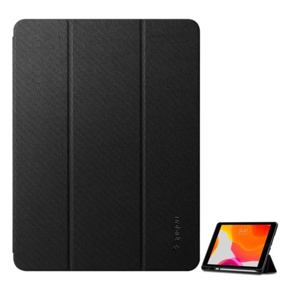 SPIGEN URBAN FIT tok álló (FLIP, oldalra nyíló, TRIFOLD, asztali tartó, textil, ceruza tartó) FEKETE Apple IPAD 10.2 (2019), Apple IPAD 10.2 (2020), Apple IPAD 10.2 (2021)