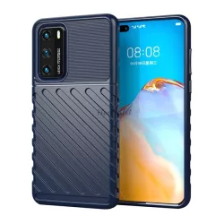   Szilikon telefonvédő (közepesen ütésálló, csíkos, dombor minta) SÖTÉTKÉK Huawei P40