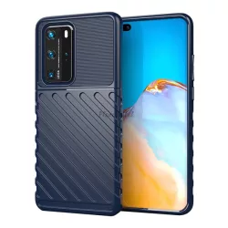   Szilikon telefonvédő (közepesen ütésálló, csíkos, dombor minta) SÖTÉTKÉK Huawei P40 Pro 5G