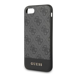 CG MOBILE GUESS 4G STRIPE COLLECTION műanyag telefonvédő (textil hátlap) SZÜRKE Apple iPhone 7 4.7, Apple iPhone 8 4.7, Apple iPhone SE 2 (2020), Apple iPhone SE 3 (2022)