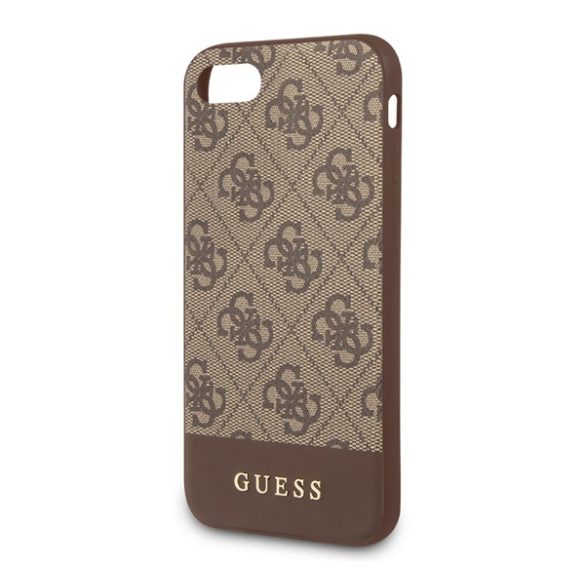 CG MOBILE GUESS 4G Stripe műanyag telefonvédő (textil hátlap) BARNA Apple iPhone 7 4.7, Apple iPhone 8 4.7, Apple iPhone SE 2 (2020), Apple iPhone SE 3 (2022)