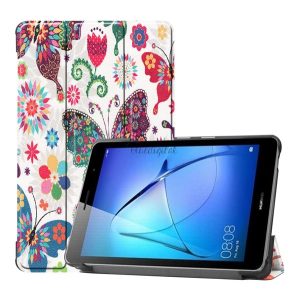 Tok álló, bőr hatású (FLIP, oldalra nyíló, TRIFOLD, asztali tartó, pillangó) FEHÉR Huawei MatePad T8 LTE, Huawei MatePad T8 WIFI