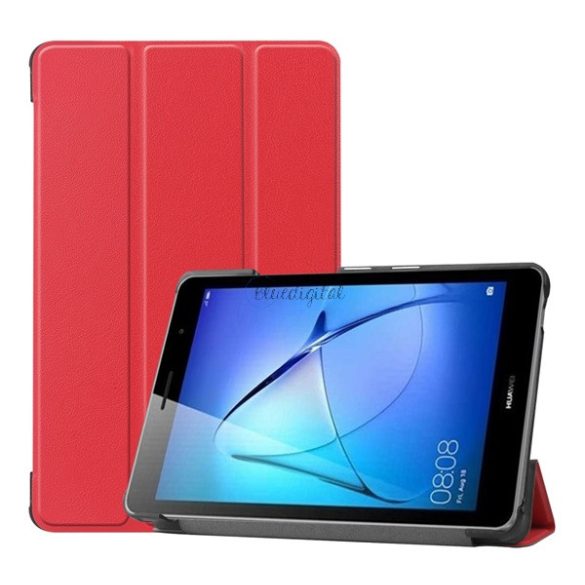 Tok álló, bőr hatású (FLIP, oldalra nyíló, TRIFOLD asztali tartó funkció) PIROS Huawei MatePad T8