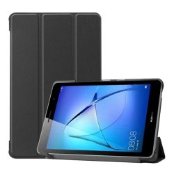   Tok álló, bőr hatású (FLIP, oldalra nyíló, TRIFOLD, asztali tartó) FEKETE Huawei MatePad T8 LTE, Huawei MatePad T8 WIFI