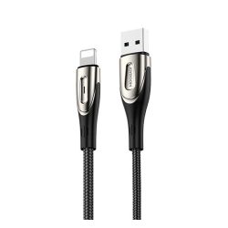   JOYROOM adatkábel (USB - lightning, 3A, gyorstöltő, 120cm, LED jelzés) FEKETE