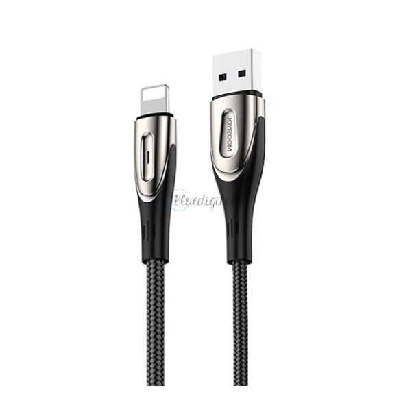 JOYROOM adatkábel és töltő (USB - lightning 8pin, 3A, gyorstöltés támogatás, 120cm) FEKETE