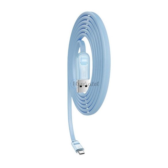 JOYROOM JIANGXIN adatkábel (USB - Type-C, gyorstöltő, 100cm, törésgátló, lapos kábel) VILÁGOSKÉK