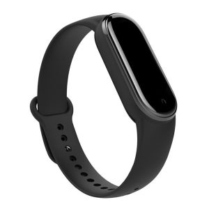 Pótszíj (egyedi méret, szilikon, fém kapocs) FEKETE Xiaomi Mi Band 5, Xiaomi Mi Band 7, Xiaomi Mi Band 6 NFC, Xiaomi Mi Band 6