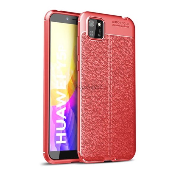 Szilikon telefonvédő (közepesen ütésálló, bőr hatású, varrás minta) PIROS Huawei Y5p, Honor 9S
