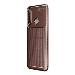   Szilikon telefonvédő (közepesen ütésálló, légpárnás sarok, karbon minta) BARNA Huawei Y6p