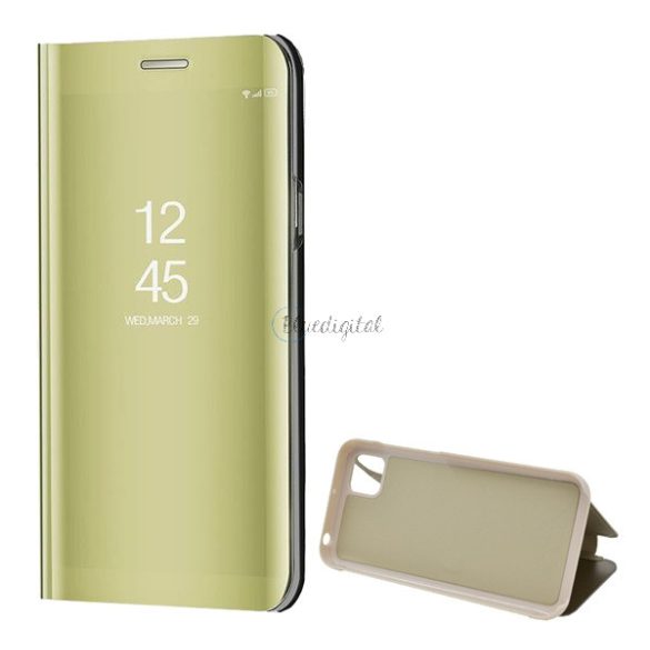 Tok álló (aktív FLIP, oldalra nyíló, asztali tartó funkció, tükrös felület, Mirror View Case) ARANY Huawei Y5p, Honor 9S